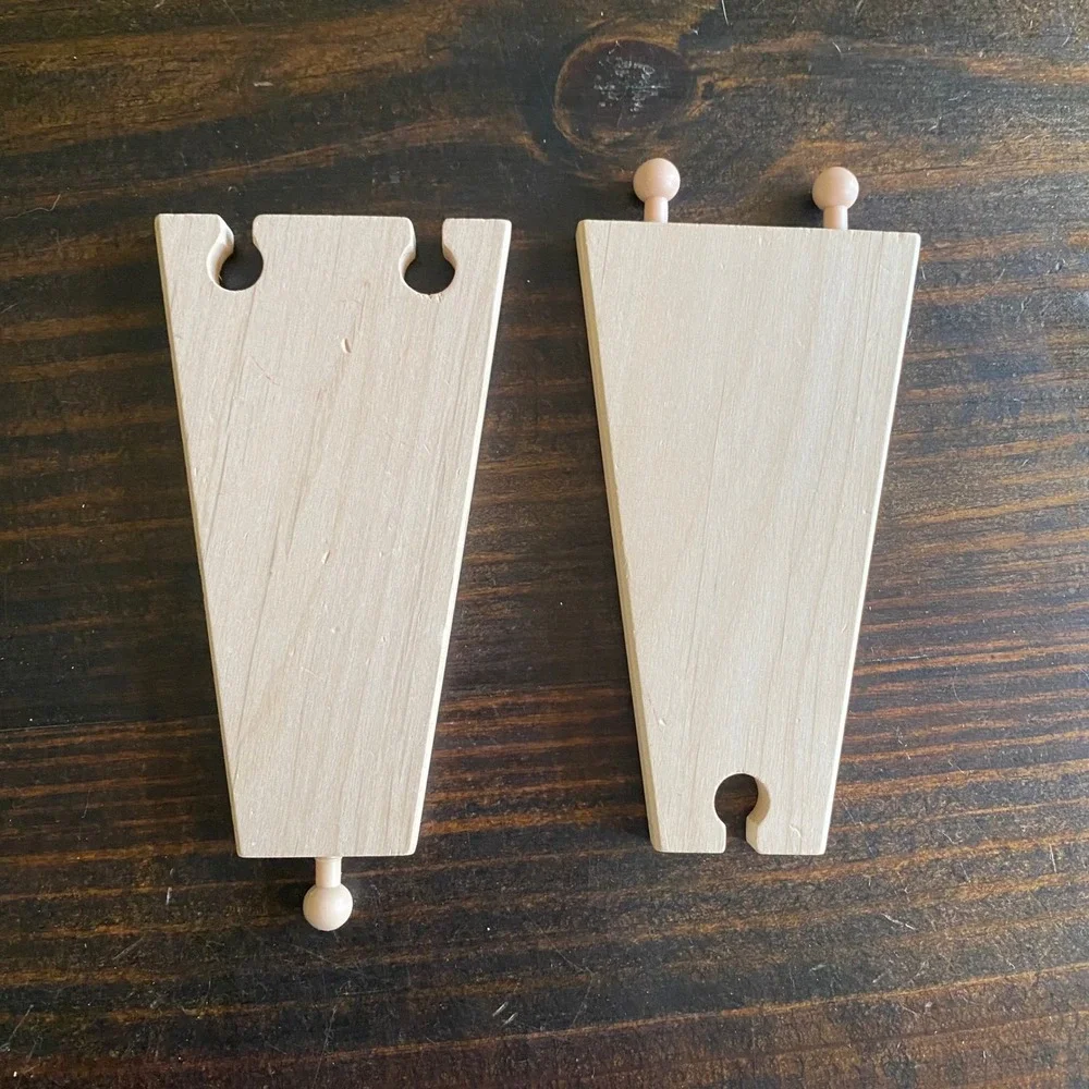 Wooden Railway Double Track Y-Switch Expansion Pieces Set‎ of 2 Natural Wood